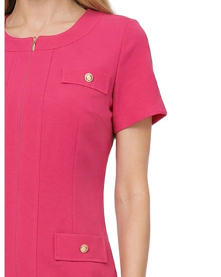 Thumbnail 2: Ny Collection Petite Solid Pleat Hem Short Sleeve Dress 