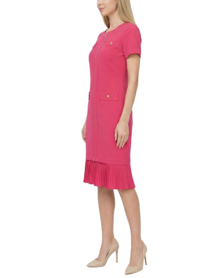 Thumbnail 3: Ny Collection Petite Solid Pleat Hem Short Sleeve Dress 