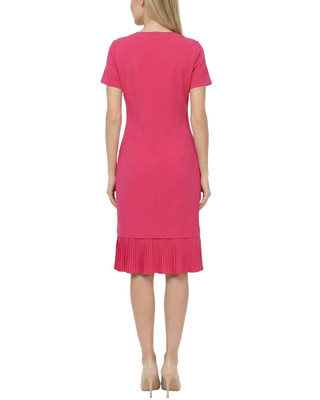 Thumbnail 4: Ny Collection Petite Solid Pleat Hem Short Sleeve Dress 