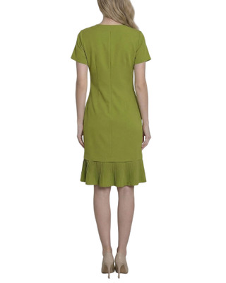 Thumbnail 4: Ny Collection Petite Solid Pleat Hem Short Sleeve Dress 