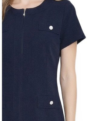 Thumbnail 4: Ny Collection Petite Solid Pleat Hem Short Sleeve Dress 