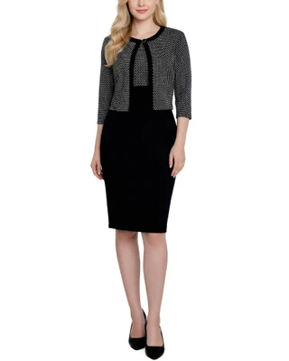 Thumbnail 1: Ny Collection Women's 2 Pc. Sheath Dress & Textured Cropped Jacket Set 