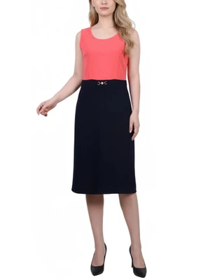Thumbnail 2: Ny Collection Petite 2 Pc. Color Block Sheath Dress & Cropped Jacket Set 