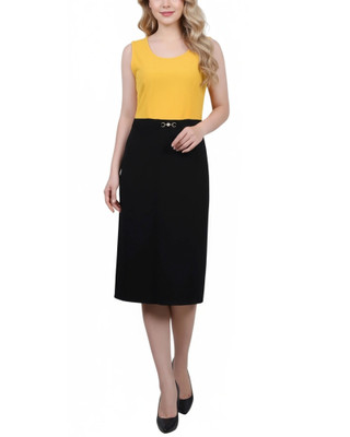 Thumbnail 4: Ny Collection Petite 2 Pc. Color Block Sheath Dress & Cropped Jacket Set 