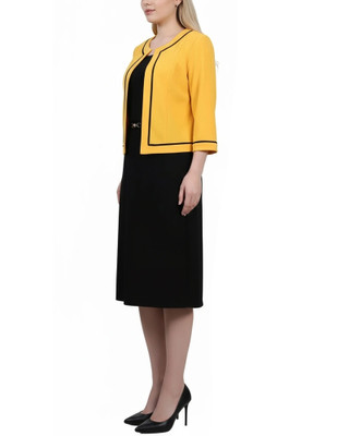 Thumbnail 7: Ny Collection Petite 2 Pc. Color Block Sheath Dress & Cropped Jacket Set 