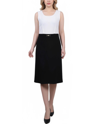 Thumbnail 6: Ny Collection Petite 2 Pc. Color Block Sheath Dress & Cropped Jacket Set 