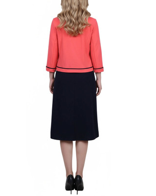 Thumbnail 5: Ny Collection Petite 2 Pc. Color Block Sheath Dress & Cropped Jacket Set 