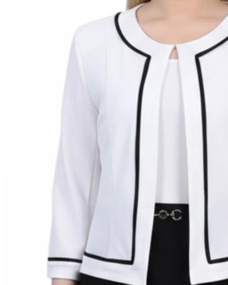 Thumbnail 7: Ny Collection Petite 2 Pc. Color Block Sheath Dress & Cropped Jacket Set 