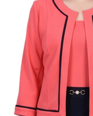 Thumbnail 6: Ny Collection Petite 2 Pc. Color Block Sheath Dress & Cropped Jacket Set 