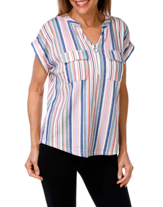 Thumbnail 1: Cure. Women's Stripe Print Top  