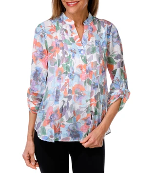Thumbnail 1: Zac & Rachel Women's Petite Floral Print Top  