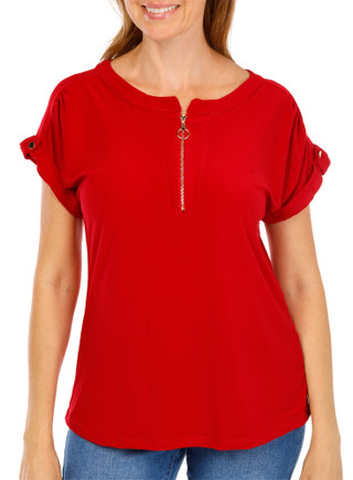 Thumbnail 1: Joie De Vivre Women's Solid Quarter Zip Top  