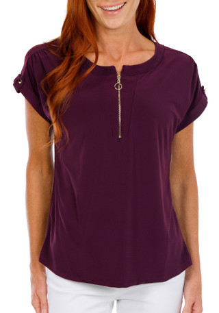 Thumbnail 1: Joie De Vivre Women's Solid Quarter Zip Top  