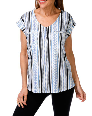 Thumbnail 1: Vintage Rose Women's Stripe Print Top  