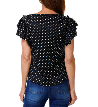 Thumbnail 2: STELLA + GINGER Women's Petite Polka Dot Print Top 