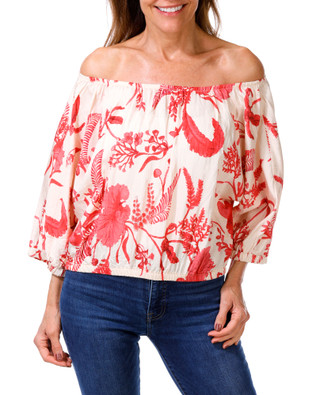 Thumbnail 1: MELLODAY Women's Floral Linen Top  