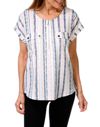 Thumbnail 1: Vintage Rose Women's Stripe Print Top  
