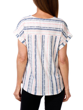 Thumbnail 2: Vintage Rose Women's Stripe Print Top  