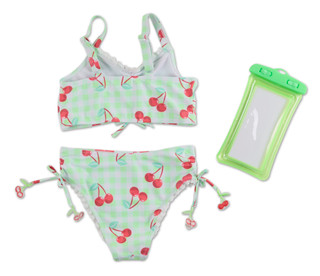 Thumbnail 2: Nicole Miller Girls 2 Pc Bikini w/ Waterproof Pouch  