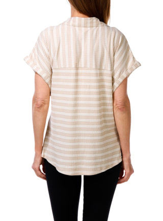 Thumbnail 2: Tru Self Women's Stripe Ribbed Top 