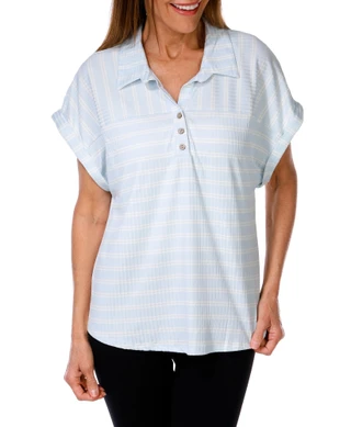 Thumbnail 1: Tru Self Women's Stripe Ribbed Top 