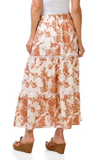 Thumbnail 2: ANA & ROSE FASHION Women's Floral Tiered Maxi Skirt 