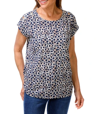 Thumbnail 1: Vintage Rose Women's Short Sleeve Print Top 