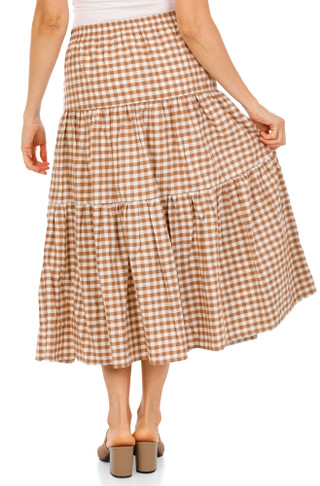 Thumbnail 2: WD NY Women's Tiered Poplin Gingham Skirt 