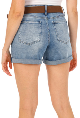Thumbnail 3: Royalty Women's 5 Pocket Jean Shorts with Belt 