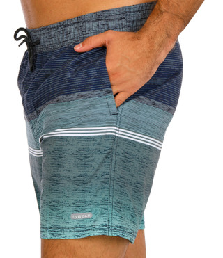 Thumbnail 3: In Gear Men's Green Ombre Stripe Volley Swim Shorts 