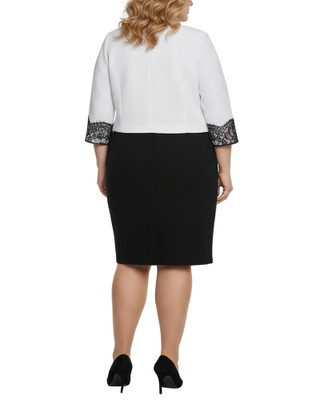 Thumbnail 2: Ny Collection Plus 2 Pc. Ponte Cropped Jacket & Dress Set 