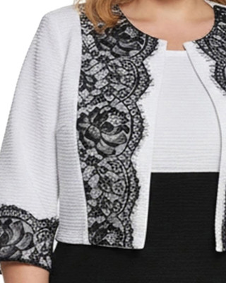 Thumbnail 8: Ny Collection Plus 2 Pc. Ponte Cropped Jacket & Dress Set 