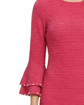 Thumbnail 2: Ny Collection Women's Solid Textured Knit Bell Sleeve Dress 