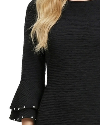 Thumbnail 4: Ny Collection Women's Solid Textured Knit Bell Sleeve Dress 