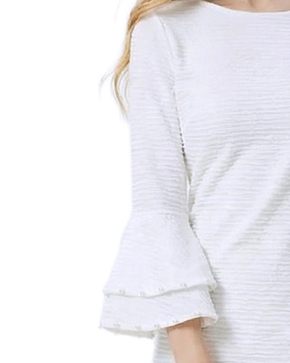 Thumbnail 4: Ny Collection Women's Solid Textured Knit Bell Sleeve Dress 