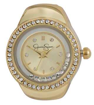 Thumbnail 2: Jessica Simpson Gold Pave Boxed Ring Watch 