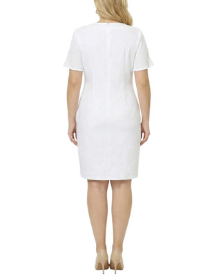 Thumbnail 3: Ny Collection Plus Solid Slim Plisse Pleated Sleeve Dress 