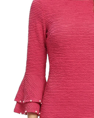 Thumbnail 2: Ny Collection Petite Solid Textured Knit Bell Sleeve Dress 
