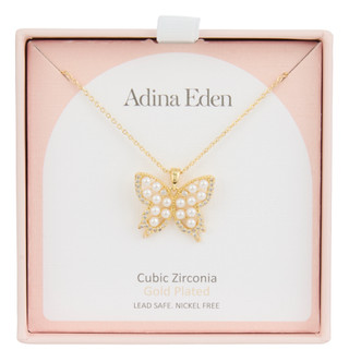 Thumbnail 1: ADINA EDEN Gold Plated Boxed Butterfly Necklace 