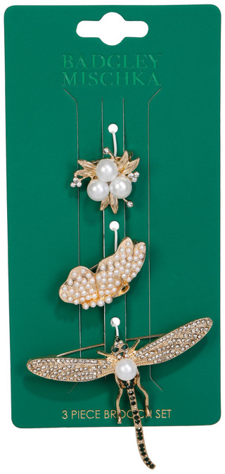Thumbnail 1: BADGLEY MISCHKA 3-Piece Gold Dragonfly Pin 