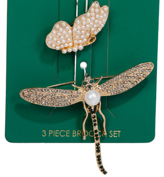 Thumbnail 2: BADGLEY MISCHKA 3-Piece Gold Dragonfly Pin 