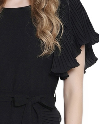Thumbnail 3: Ny Collection Women's Solid Belted Flutter Sleeve Wrap Dress 