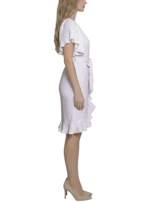 Thumbnail 3: Ny Collection Women's Solid Belted Flutter Sleeve Wrap Dress 