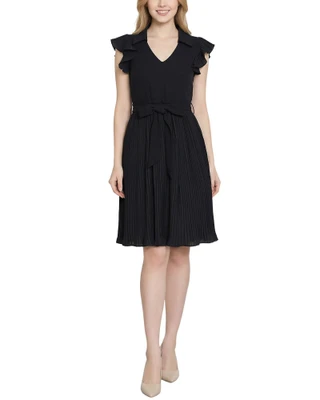 Thumbnail 1: Ny Collection Women's Solid Belted Pleated Cap Sleeve Dress 