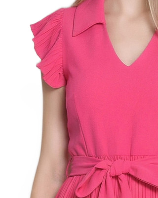 Thumbnail 2: Ny Collection Petite Solid Belted Pleated Cap Sleeve Dress 