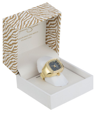 Thumbnail 1: Jessica Simpson Boxed Gold-Tone Ring Watch 