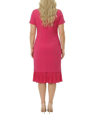 Thumbnail 3: Ny Collection Plus Solid Pleat Hem Short Sleeve Dress 