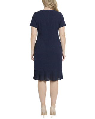 Thumbnail 2: Ny Collection Plus Solid Pleat Hem Short Sleeve Dress 