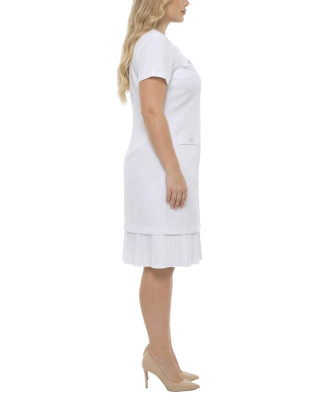 Thumbnail 3: Ny Collection Plus Solid Pleat Hem Short Sleeve Dress 