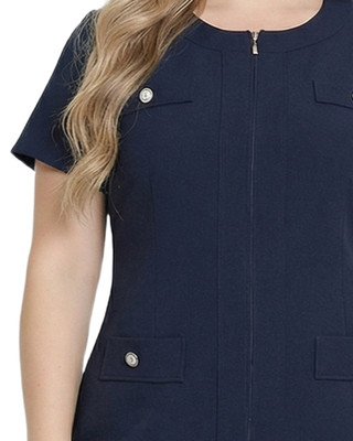 Thumbnail 4: Ny Collection Plus Solid Pleat Hem Short Sleeve Dress 